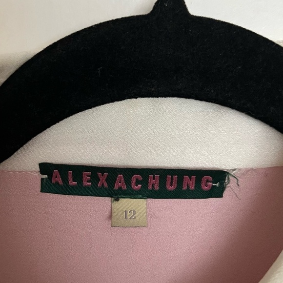 AlexaChung Pink Blue Pointed Collar Color Block Pastel Satin Shirt US 8 - Picture 6 of 13